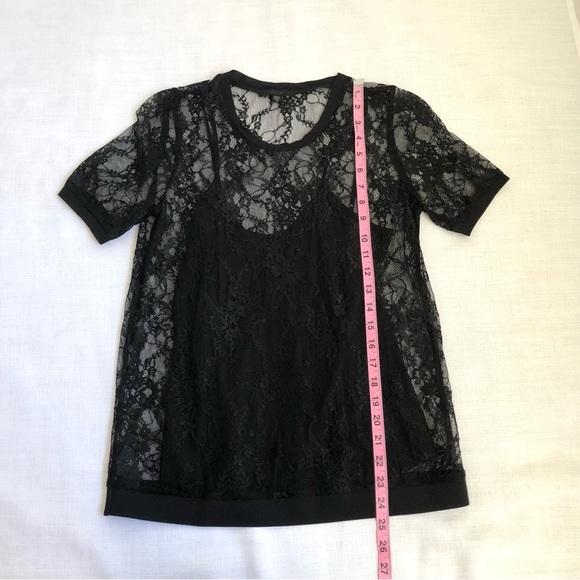 Joe’s Jean Black Floral Lace Layered Cami Short Sleeve Blouse Top Size XS - Picture 7 of 9